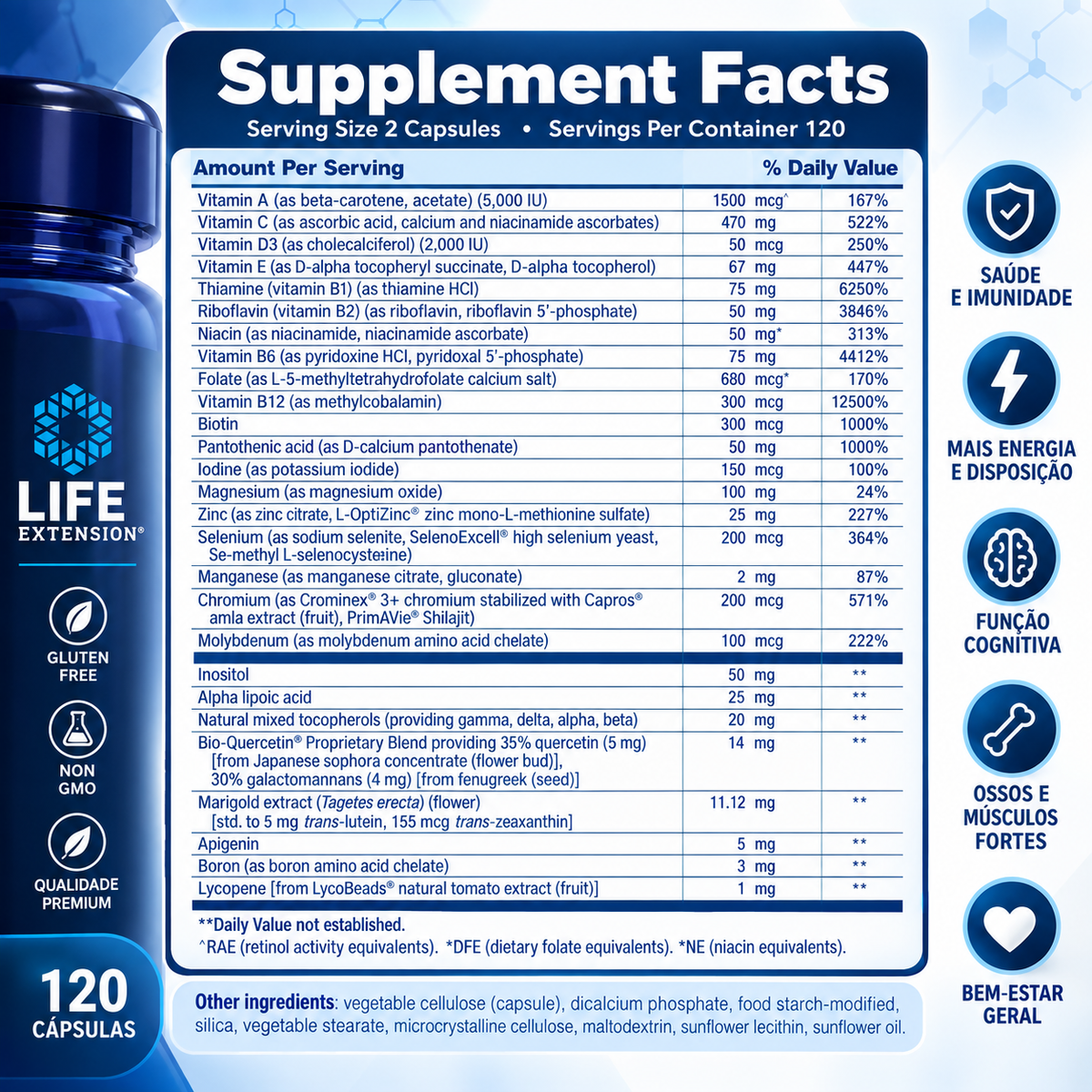 Multivitamínico Two-Per-Day 120 Cápsulas Life Extension