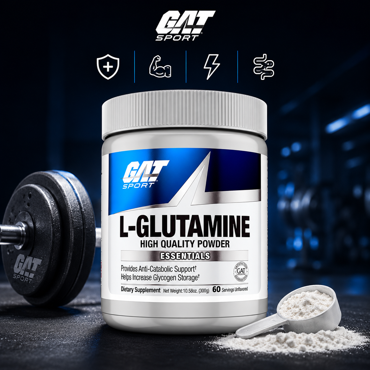 L-Glutamina High Quality Powder 300g Gat Sports