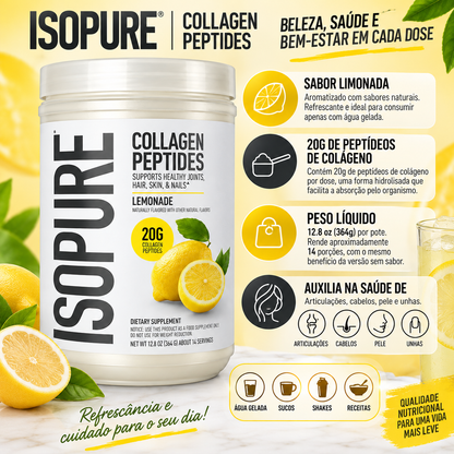 Colágeno Isopure Collagen Peptides Lemonade 364g Isopure