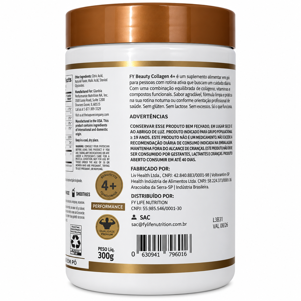 Colágeno FY Beauty 4+ Frutas Vermelhas 300g FY Life