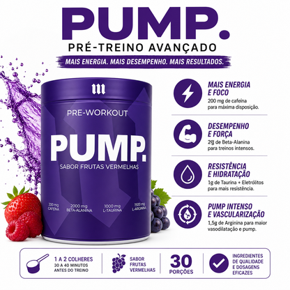 Pré Treino Pump 300g Frutas Vermelhas Mith