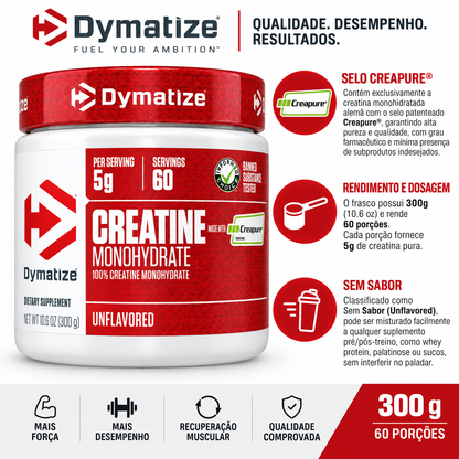 Creatina Dymatize Creatine Monohydrate Creapure 300g Dymatize