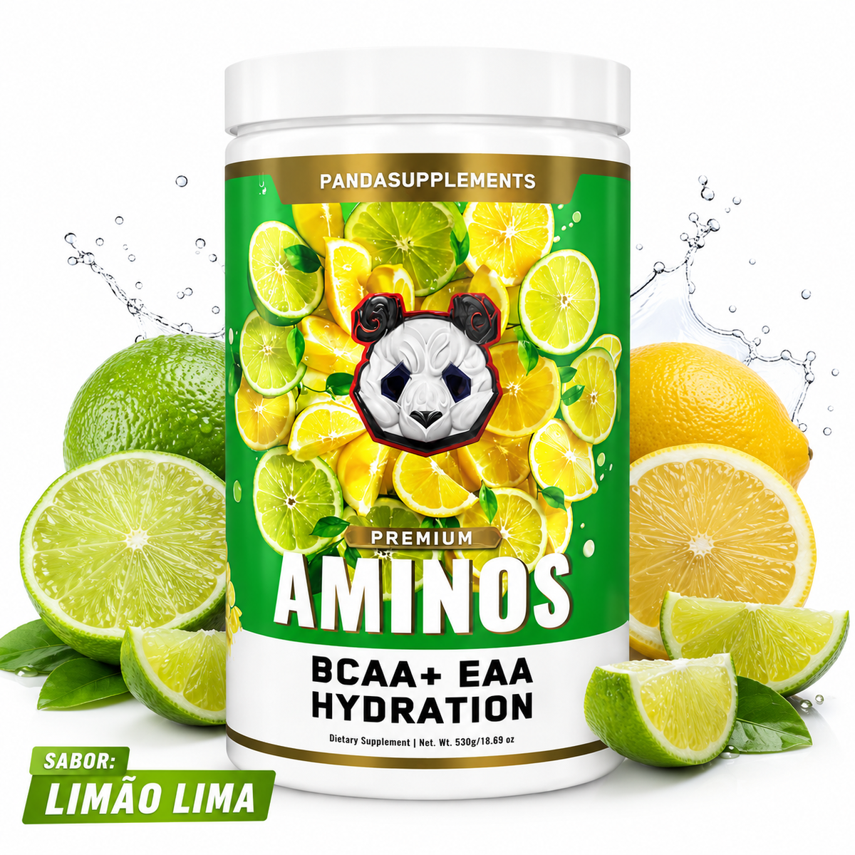 Aminoácido Premium Aminos BCAA + EAA Hydration Panda Supplements