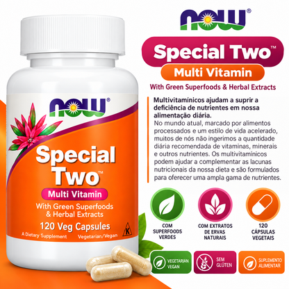 Multivitamínico Special Two 120 Cápsulas Vegetais NOW Foods