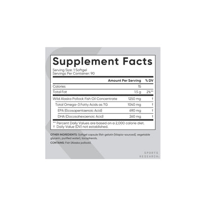 Ômega-3 Alaskan Triple Strength 90 Softgels Sports Research