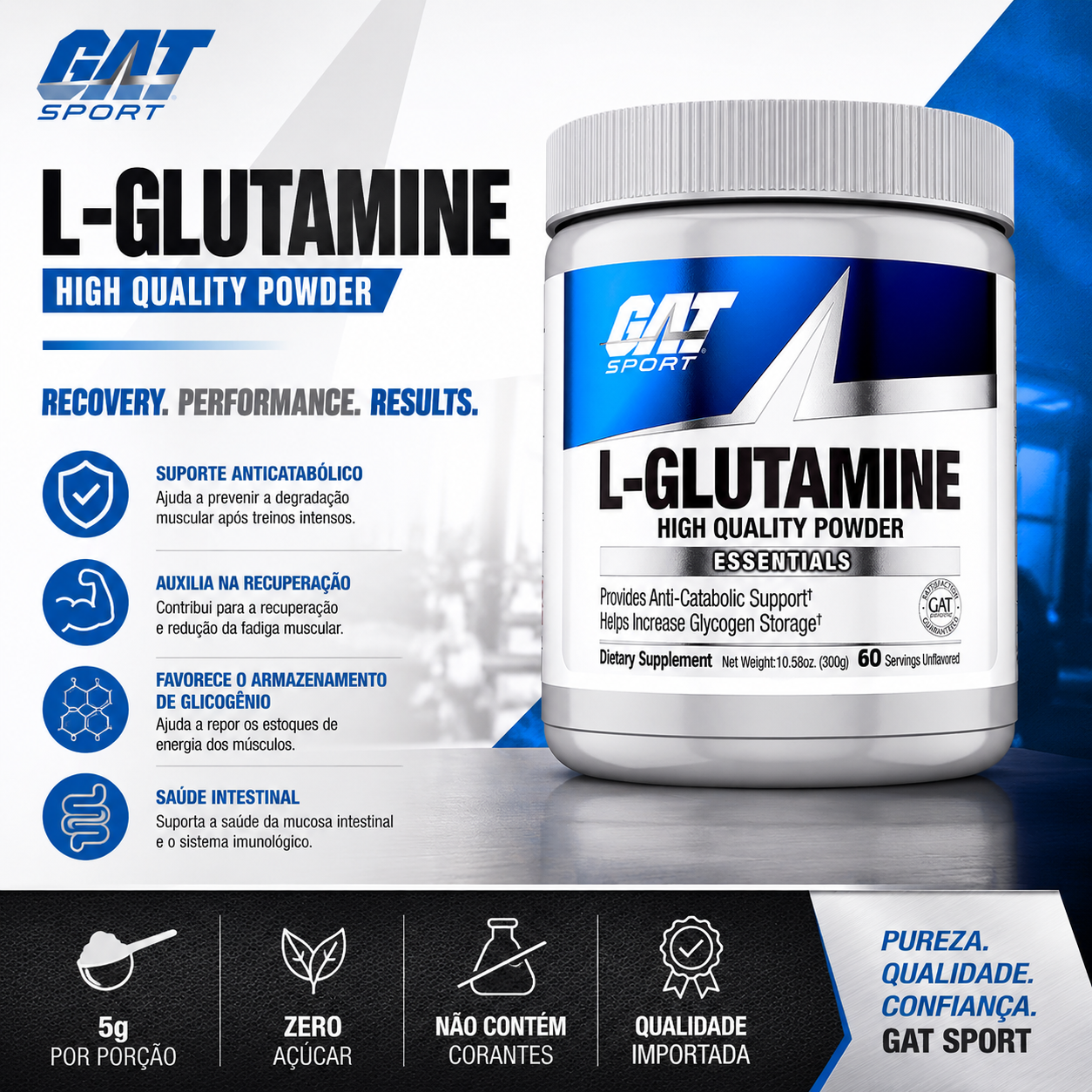 L-Glutamina High Quality Powder 300g Gat Sports