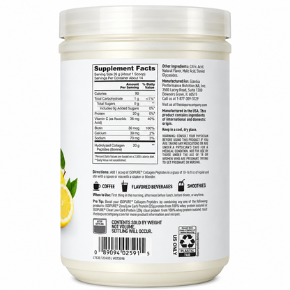 Colágeno Isopure Collagen Peptides Lemonade 364g Isopure