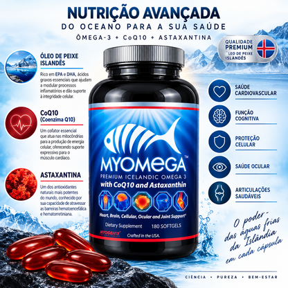 Ômega 3 Myomega Premium Icelandic 180 Softgels Myogenix