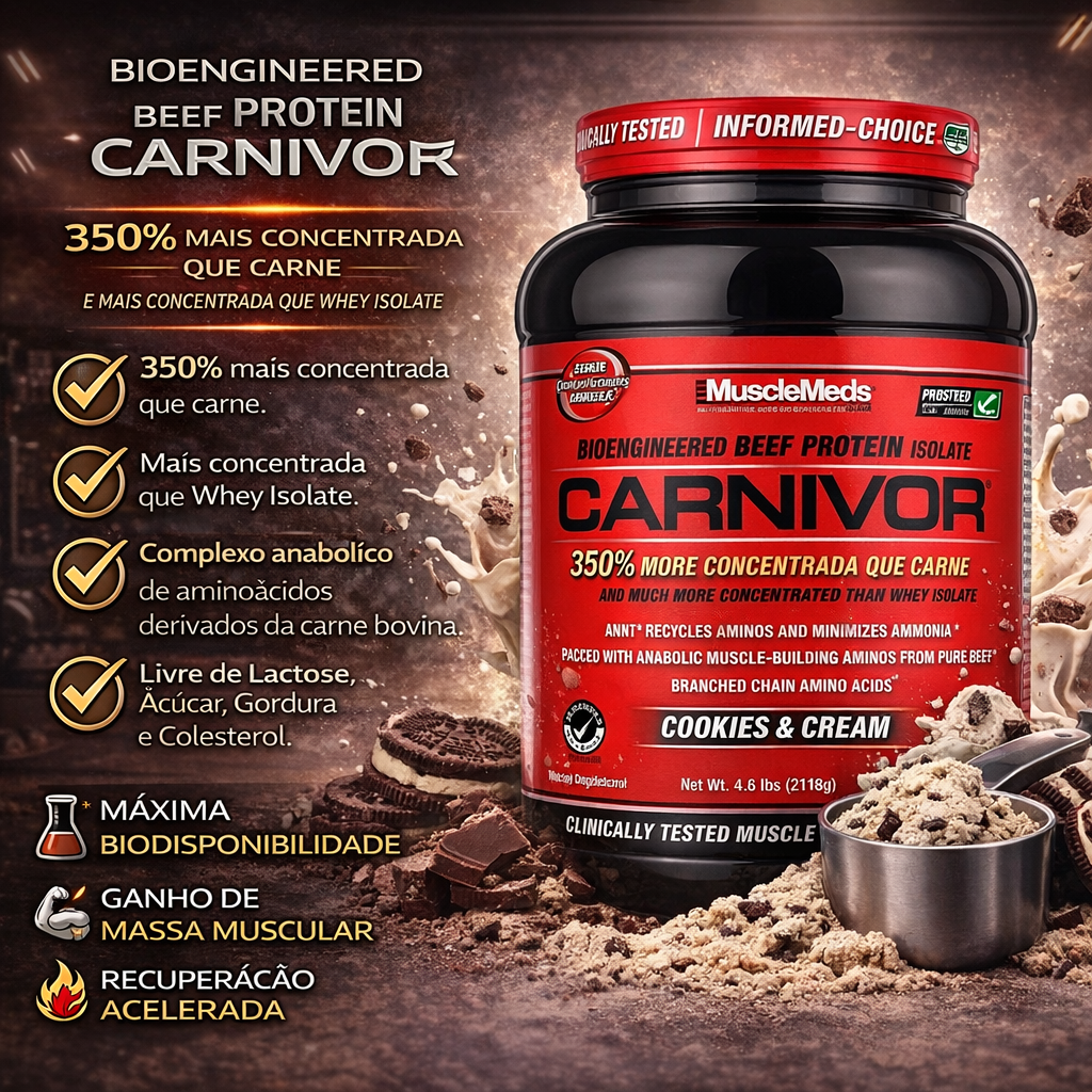 Proteína Isolada Bovina Carnivor 1680g Cookies MuscleMeds
