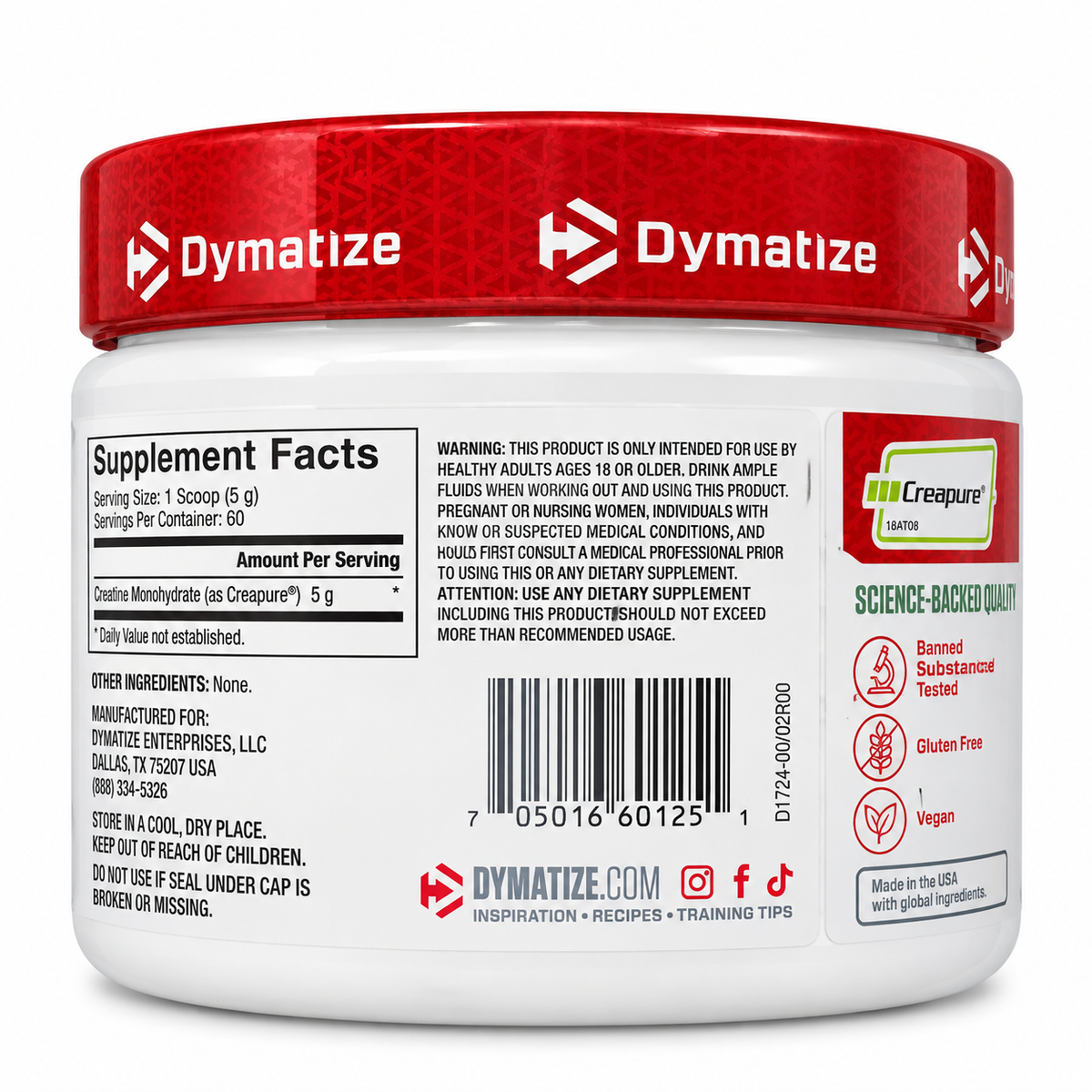Creatina Dymatize Creatine Monohydrate Creapure 300g Dymatize