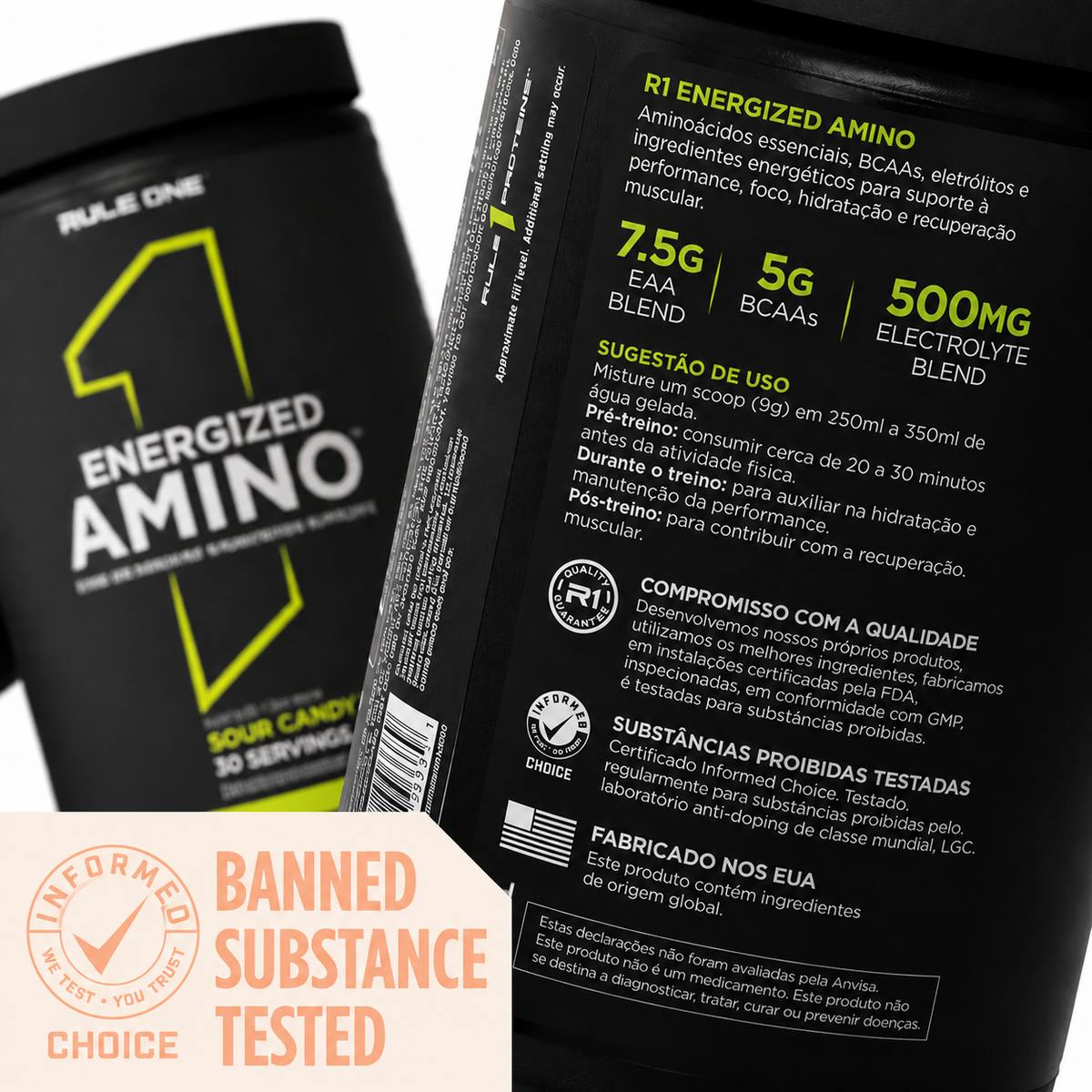 Aminoácido Energized Amino Sour Candy Rule 1 30 Servings
